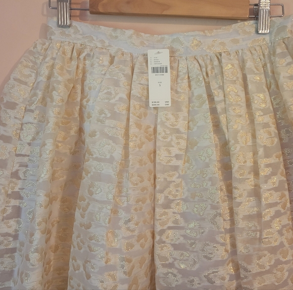 Anthropologie Burnout Shimmer Maxi Skirt, White & Gold, Side Zipper, NWT, Small - Picture 7 of 16